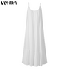 Women'S Fashion Boho Casual Solid Color Ruffle Loose Slip Dress