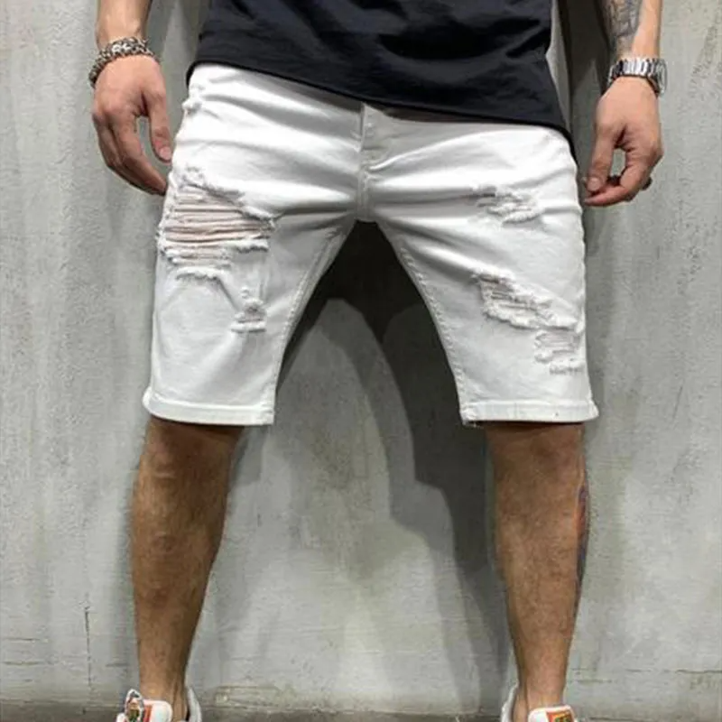 Men Fashion Ripped Denim Shorts