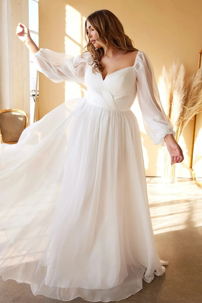 Women Chiffon Long Sleeve Pressed Pleated One Shoulder Banquet Party Dress