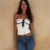 Women'S Fashion Edgy Color Blocking Lace-Up Cropped Tube Top