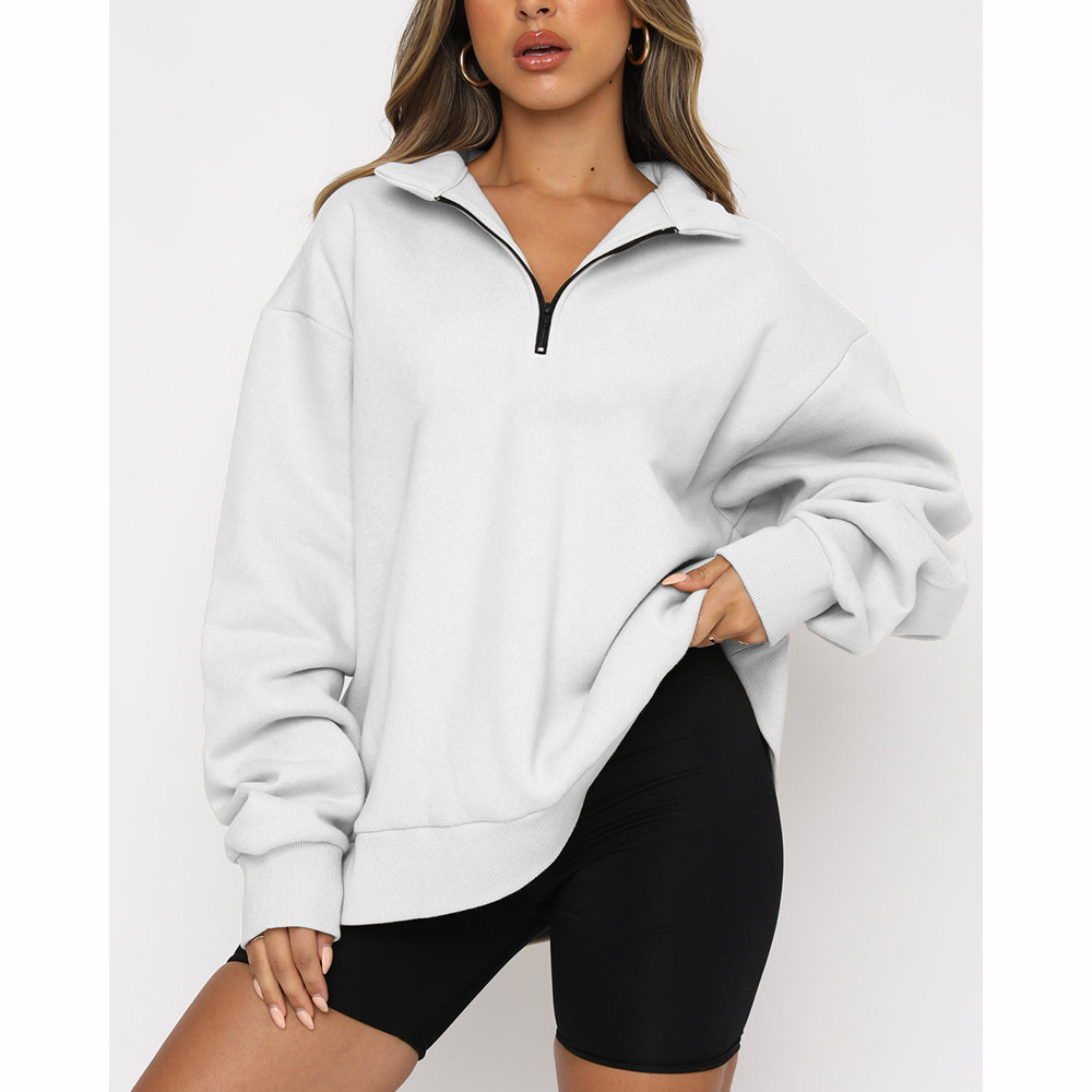 Women Autumn Winter Casual Half-Zipper Pullovers Long Sleeve Sweatshirts