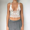 Women'S Fashion Floral Mesh See-Through Crop Top