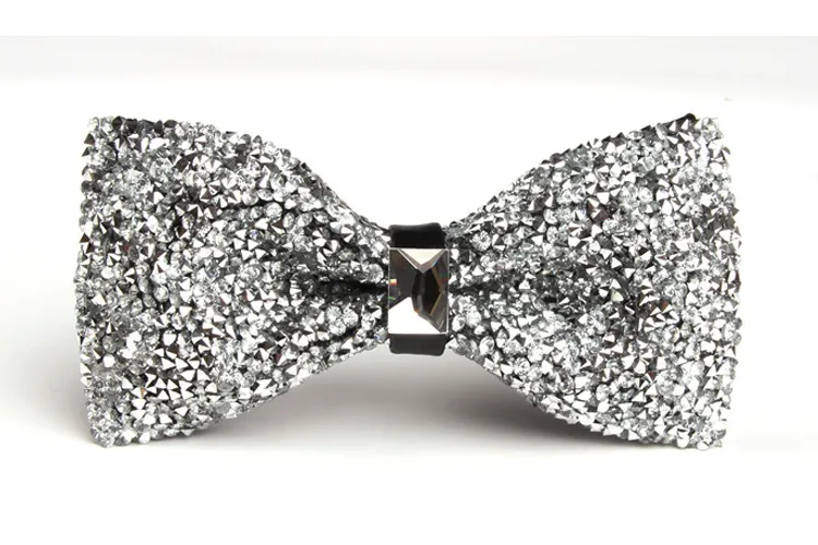 (Buy 1 Get 1) Men'S Casual Fashion Rhinestone Exquisite Nightclub Solid Color Bow Tie