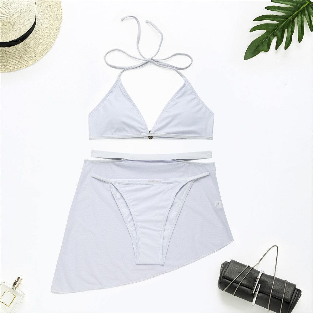 Women Sexy Transparent Mesh Swimsuit Three-Piece Set