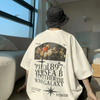 Men Fashion Casual Vintage Letter Hiphop Short Sleeve Round Neck Loose T-Shirt