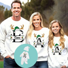 Christmas Cartoon Letters Christmas Hat Antlers Print Round Neck Long Sleeve Parent-Child Sweatshirt