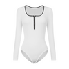 Fashion Elegant Women Basic Color Square Neck Long Sleeve Bodysuits