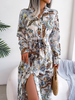 Women Ramadan /Eid Fashion Vintage Floral Print Lel Long Sleeve Dress