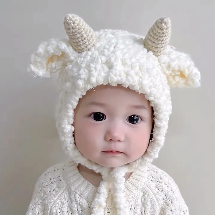 Kids Autumn Winter Casual Cute Cartoon Lamb Woollining Cap