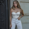 Women'S Sexy Edgy Slim-Fit Fishbone Corset Solid Color Tube Top
