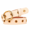 Woman High Quality PU Body Gold Circular Alloy Buckle Stylish Belt