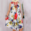 Round Neckline Sleeveless Floral Print Loose Casual Dress