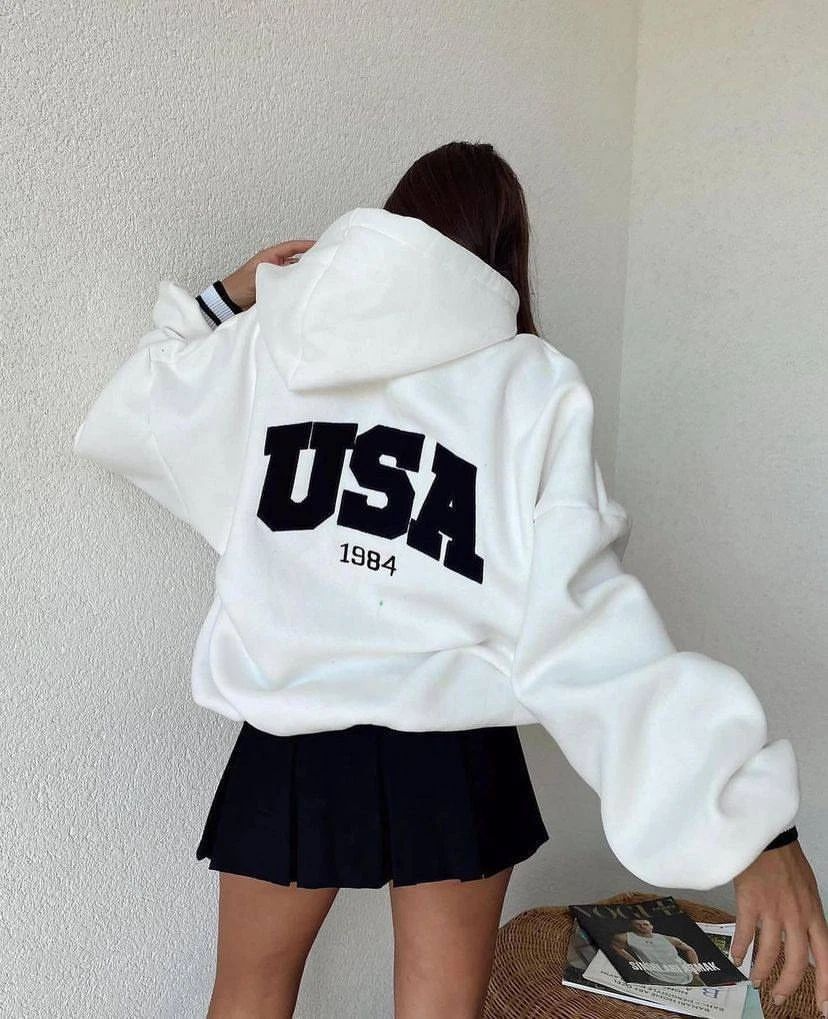 Women Casual Fashion Letter Printed Thickened Long Sleeve Hoodie