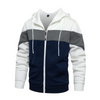 Men Fashion Patchwork Contrast Color Hooded Long Sleeve Loose Jacket