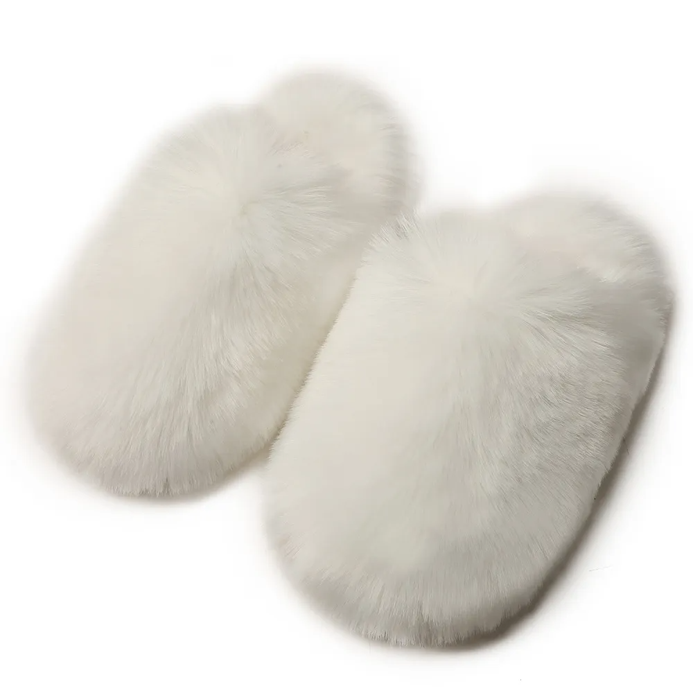 Winter Women Plus Size Fashionable Thickened Warm Plush Non-Slip Flat Slippers