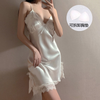 Women Lingerie Lace Sexy Pajamas Solid Color Satin Nightdress