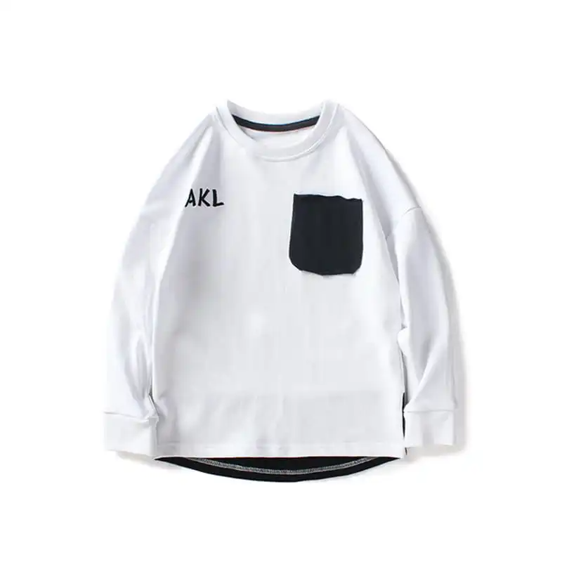 (Buy 1 Get 2) Boys Round Neck Long-Sleeves Letter Printed Patchwork Sweatshirt