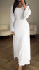 Women Fashion Casual Loose Solid Color Long Sleeve Maxi Dress