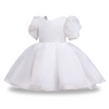 Kids Toddler Girls Summer Fashion Party Cute Sweet Solid Color Pleated Puff Sleeve Mesh Party Tutu Dress