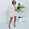 Women Fashion Elegant Solid Color Blazer And Shorts Office Chic Set