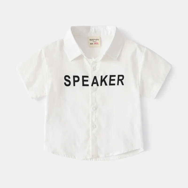 Children Kids Toddlers Boys Short Sleeve Letter Print Shirt