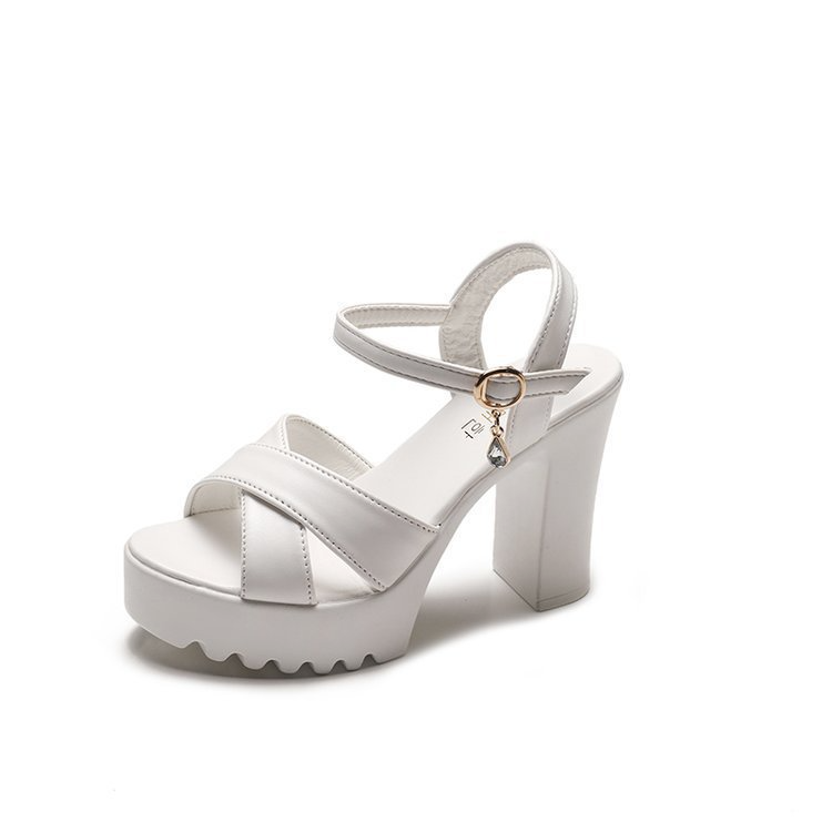 Women Fashionable Casual Solid Color Thick-Soled Chunky Heel Sandals Wedges