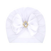 Kids Simple Solid Color Big Bow Rhinestone Pullover Hat