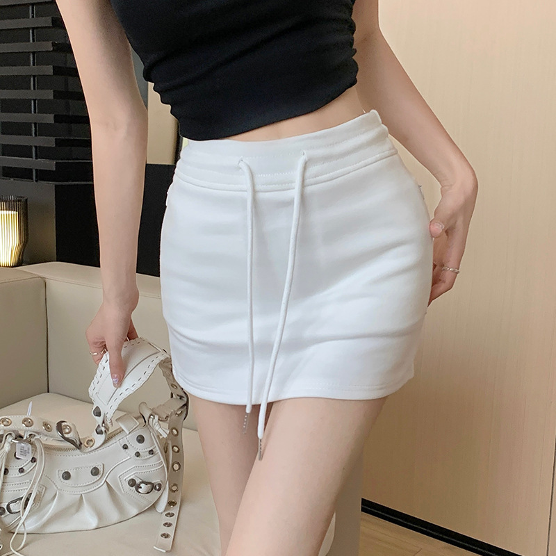 Women'S Fashion Casual Solid Color High Waist Lace-Up Sports Skirt