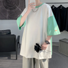 (Buy 1 Get 1) Men Fashion Casual Simple Colorblock Short Sleeve Round Neck Loose T-Shirt