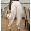 Women'S Fashion Temperament Button Elastic Waist Pleated Leg Pants Casual Loose Trousers