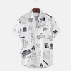 Men Fashion Letter Printed Loose Sandy Beach Shirt