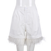 Women'S Fashion Casual Feather Tassel High-Waist Zipper Shorts