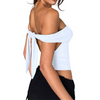 Women'S Fashion Sexy Solid Color Backless Bandage Off-Shoulder Halter Top