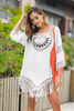 Women'S Solid Color Fringed Loose Beach Sun Cover-Up