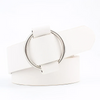 Women Causal Needleless Round Buckle Design Solid Color PU Belt