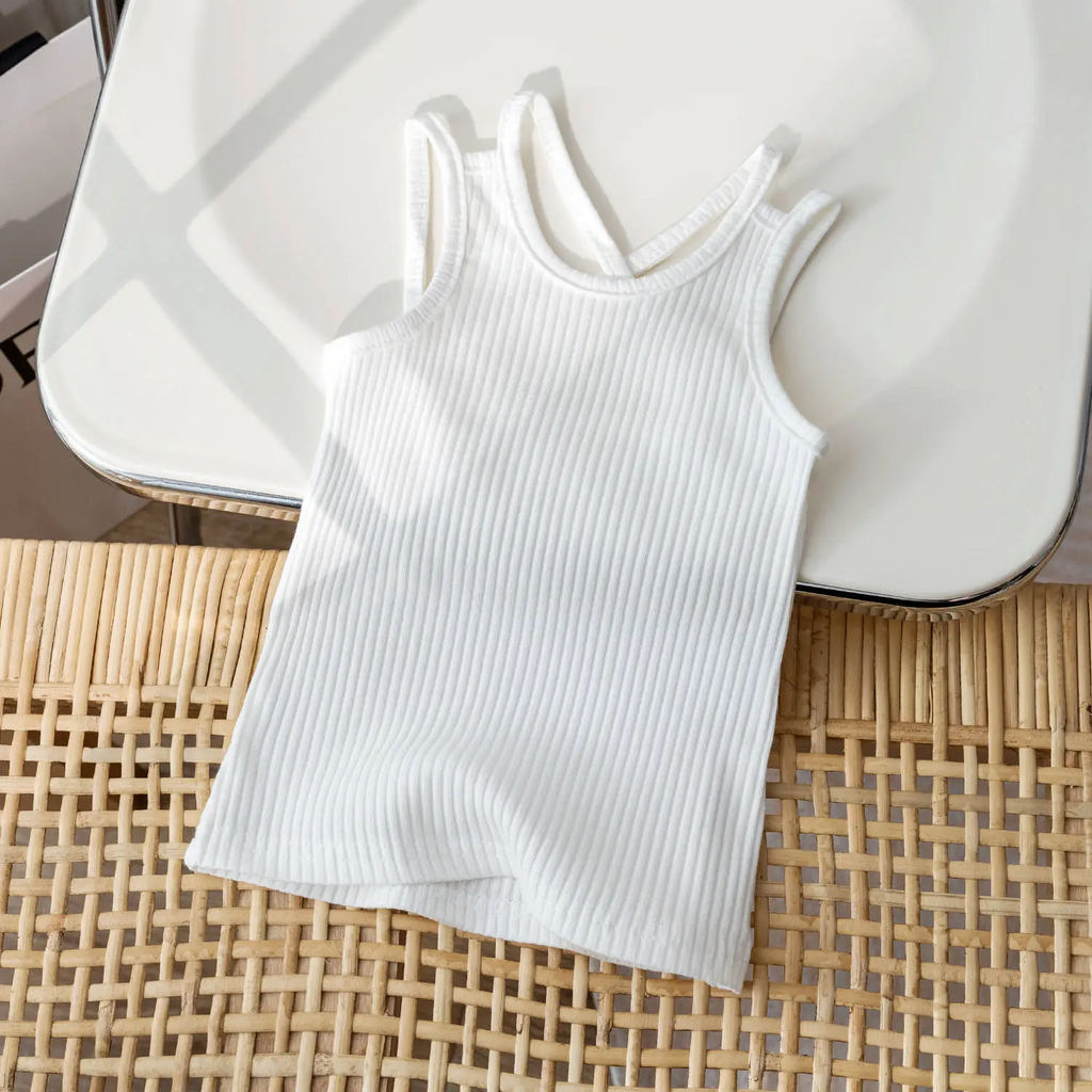 (Buy 1 Get 1) Children Kids Baby Fashion Girls Sleeveless Solid Color Basic Top Vest