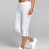 Women Lace-Up Casual Solid Color Cropped Sports Leggings