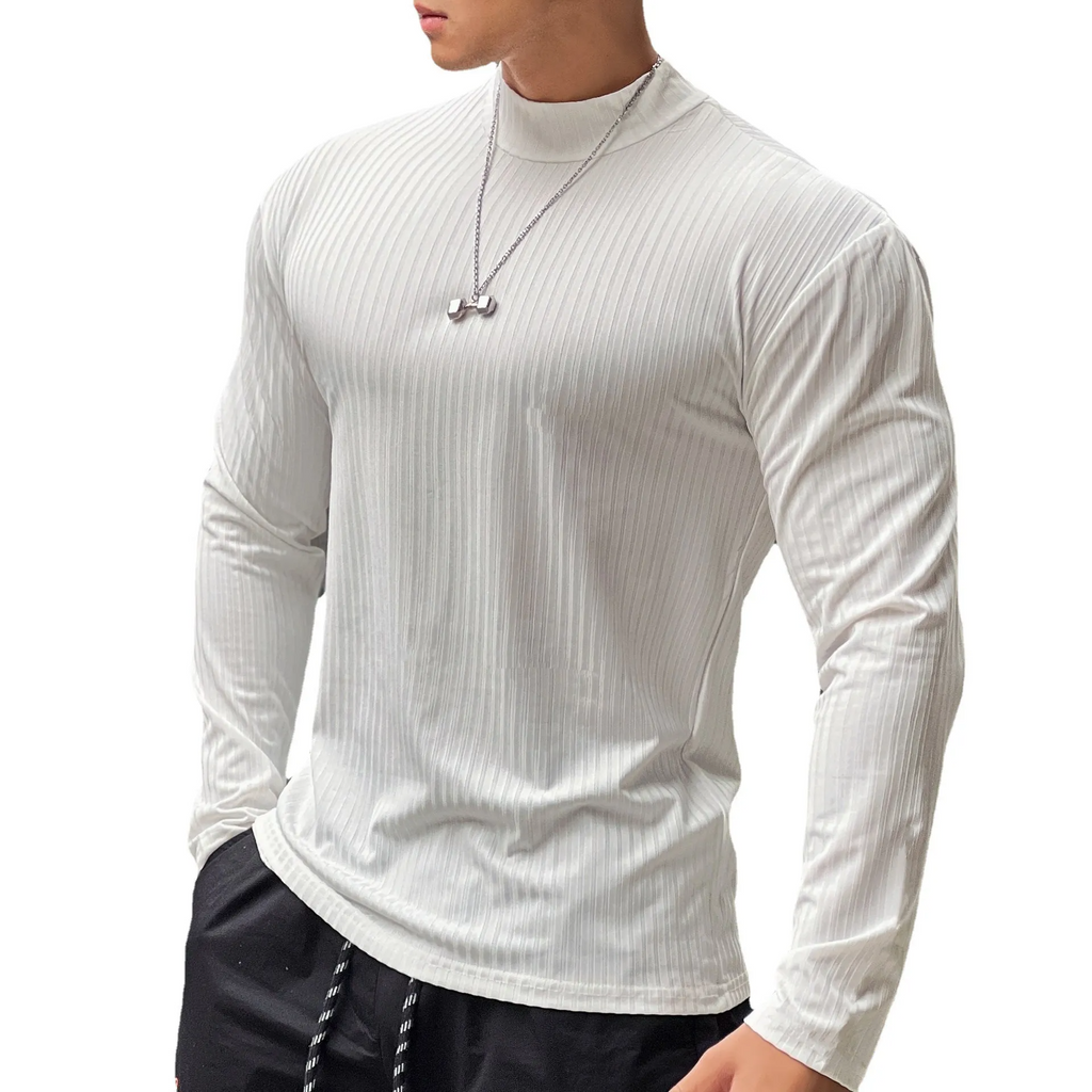 Men Casual Stripe Long-Sleeved Quick-Drying Sports Tight Top