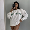 Women Fashion Letter Print Round Neck Loose Long Sleeve Casual Sweatshirt