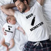 Beer Monster MilkChildren'S Romper Parent-Child Father-Child Father-Daughter Casual Loose Round Neck Top