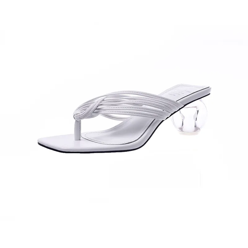 Women Fashion Plus Size Solid Color Thong Square Toe Low Heel Slippers