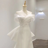 Women Banquet Temperament Satin White Wedding Mermaid Dress