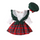 Baby Fashion Casual Christmas Solid Color Long Sleeve Round Neck Romper Playd Bow Skirt Sets