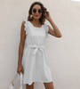 Women Fashion Casual Solid Color Round Neck Sleeveless Dress