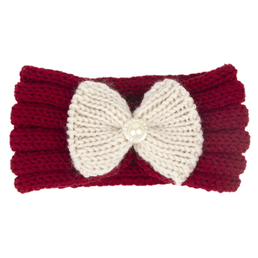 Kids Cute Bowknot Bunny Ears Wool Warm Headband