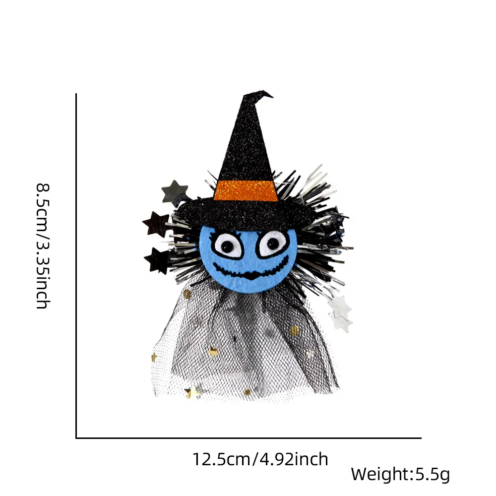 (Buy 1 Get 2) Halloween Hairpin Headwear Adult Children Ghost Festival Party Decoration Hairpin Pumpkin Ghost Mesh Side Clip Accessories