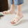 (2 pair) Women Fashion Solid Color Floral PVC Thick-Soled Round Toe Slippers