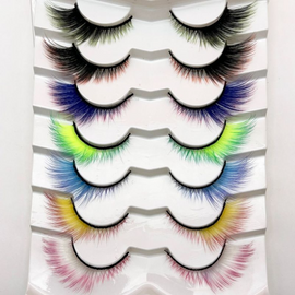 Halloween Christmas Stage Makeup Multicolor Short Gradient Cat Eye Eyelashes