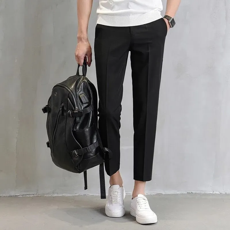 Men'S Fashion Solid Color Slim Trousers