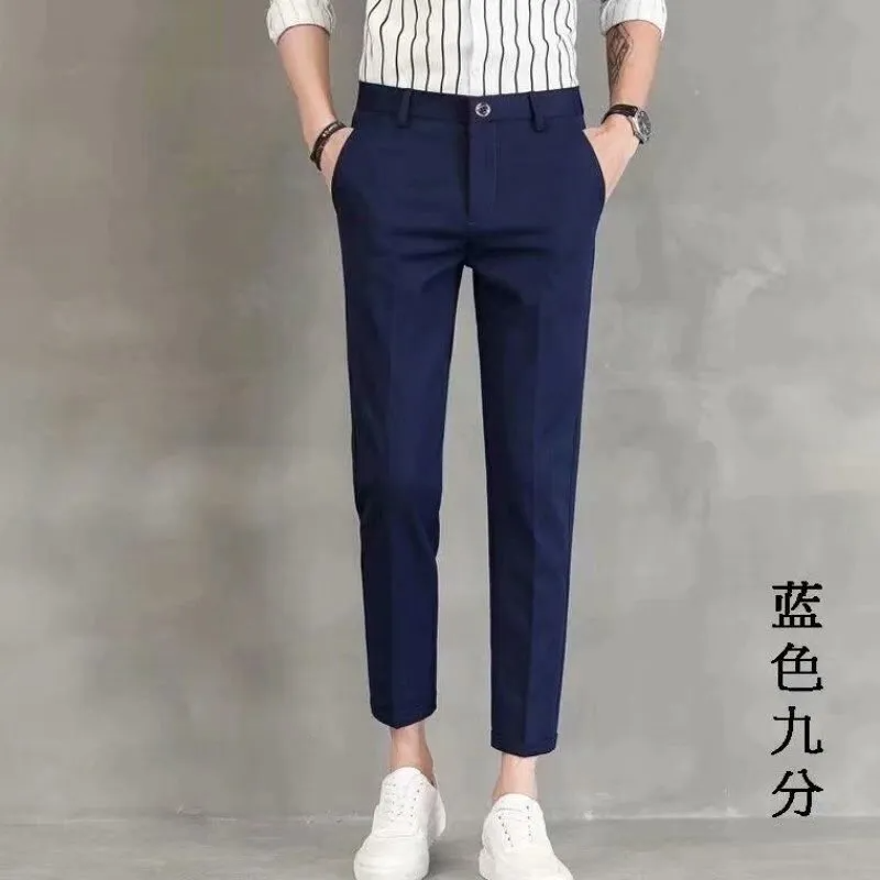 Men'S Fashion Solid Color Slim Trousers